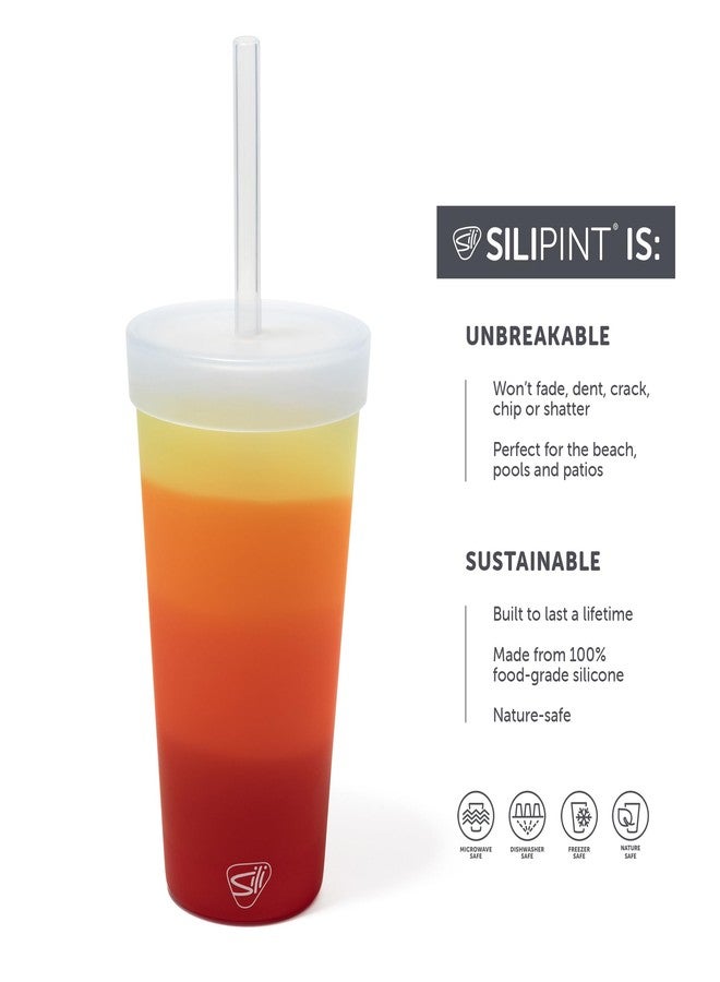 Silipint: Straw Tumber 22oz: 2 Pack - Marigold -Silcone Travel Cup, Airtight Lid, Unbreakable, Hot/Cold Drinks, Dishwasher-Microwave-Freezer-Oven Safe - Image 2